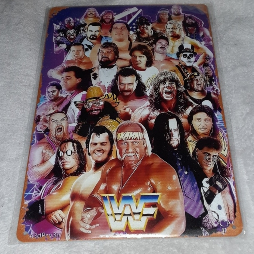 New WWF Superstars Tin Metal Picture Sign WWE Wrestling Legends 80s 90s